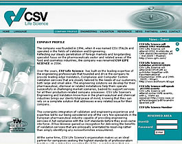 Immagine della homepage del cliente Nexus CSV Life Science in inglese